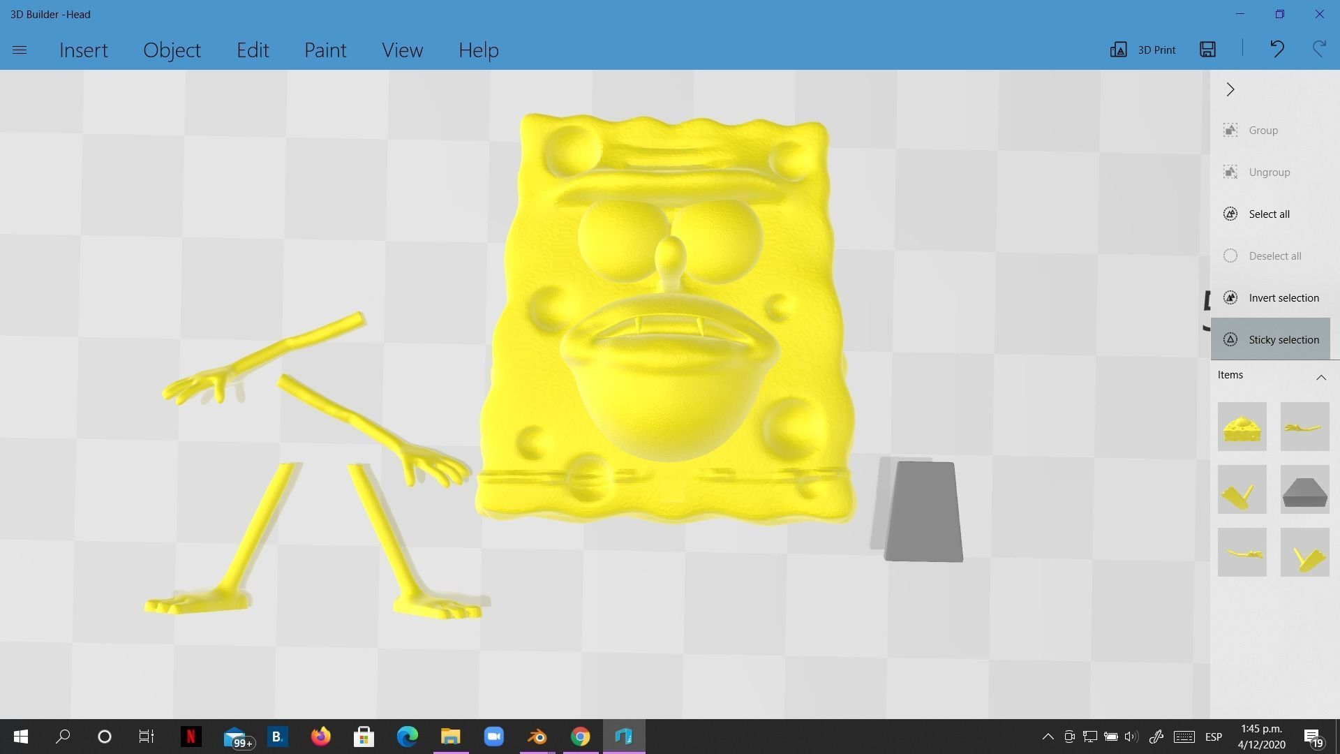 Spongebob Caveman meme sculpture art 3D print 3D print model_9