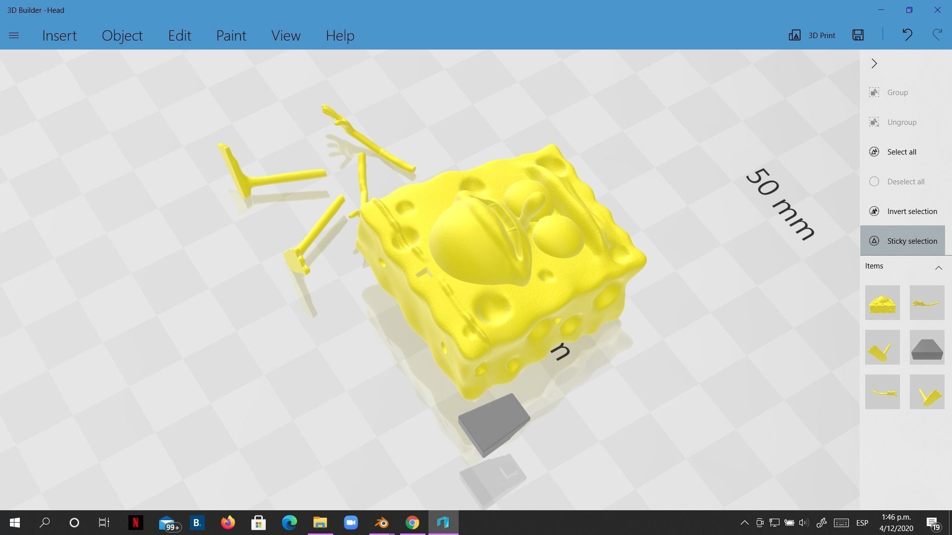 Spongebob Caveman meme sculpture art 3D print 3D print model_16