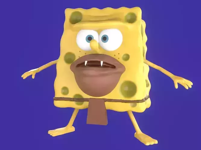 Spongebob Caveman meme sculpture art 3D print 3D print model