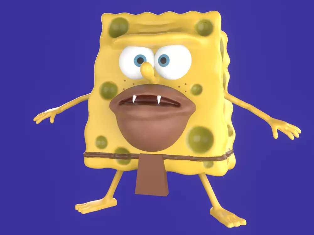 Spongebob Caveman meme sculpture art 3D print 3D print model_0