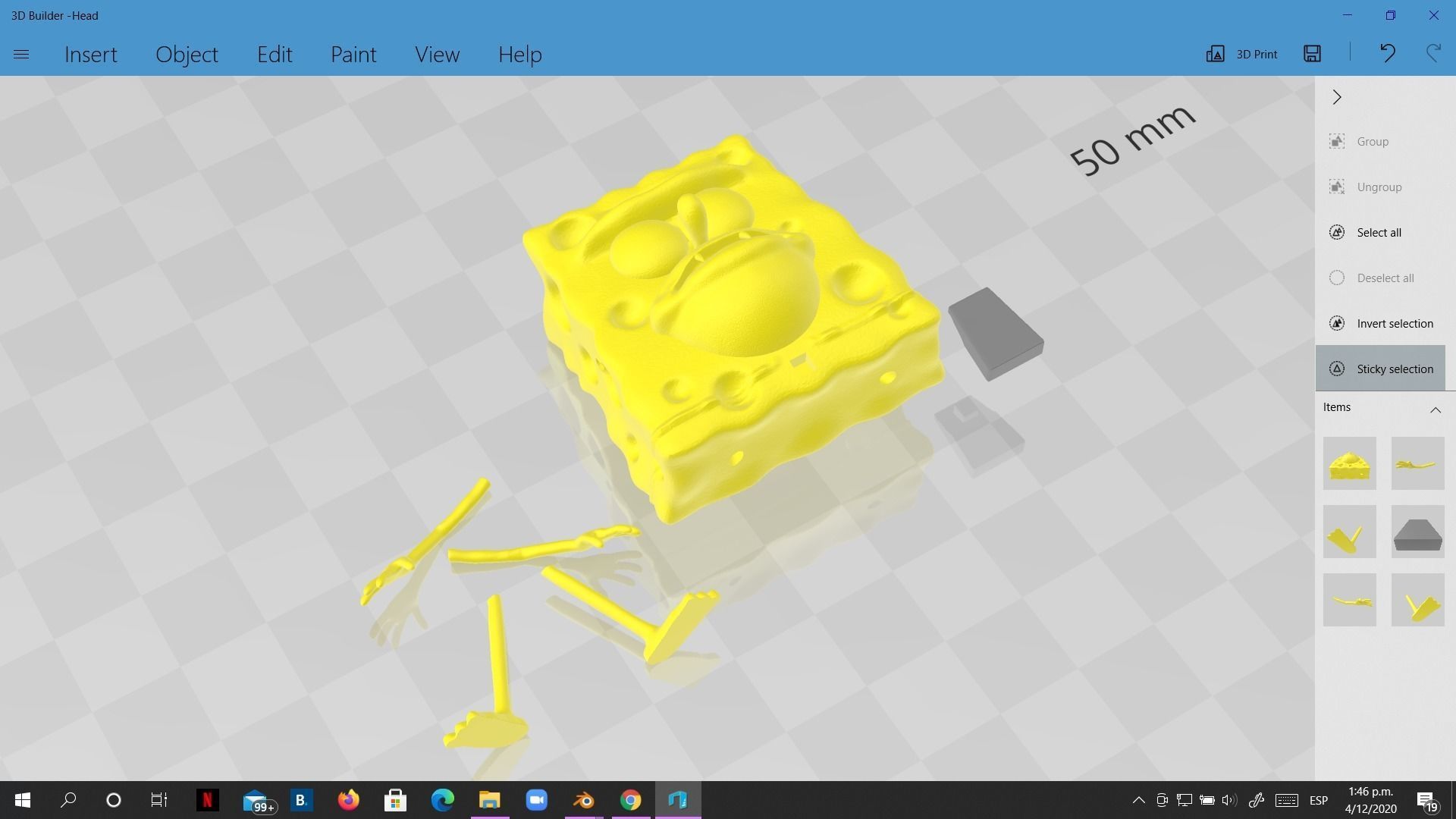 Spongebob Caveman meme sculpture art 3D print 3D print model_15