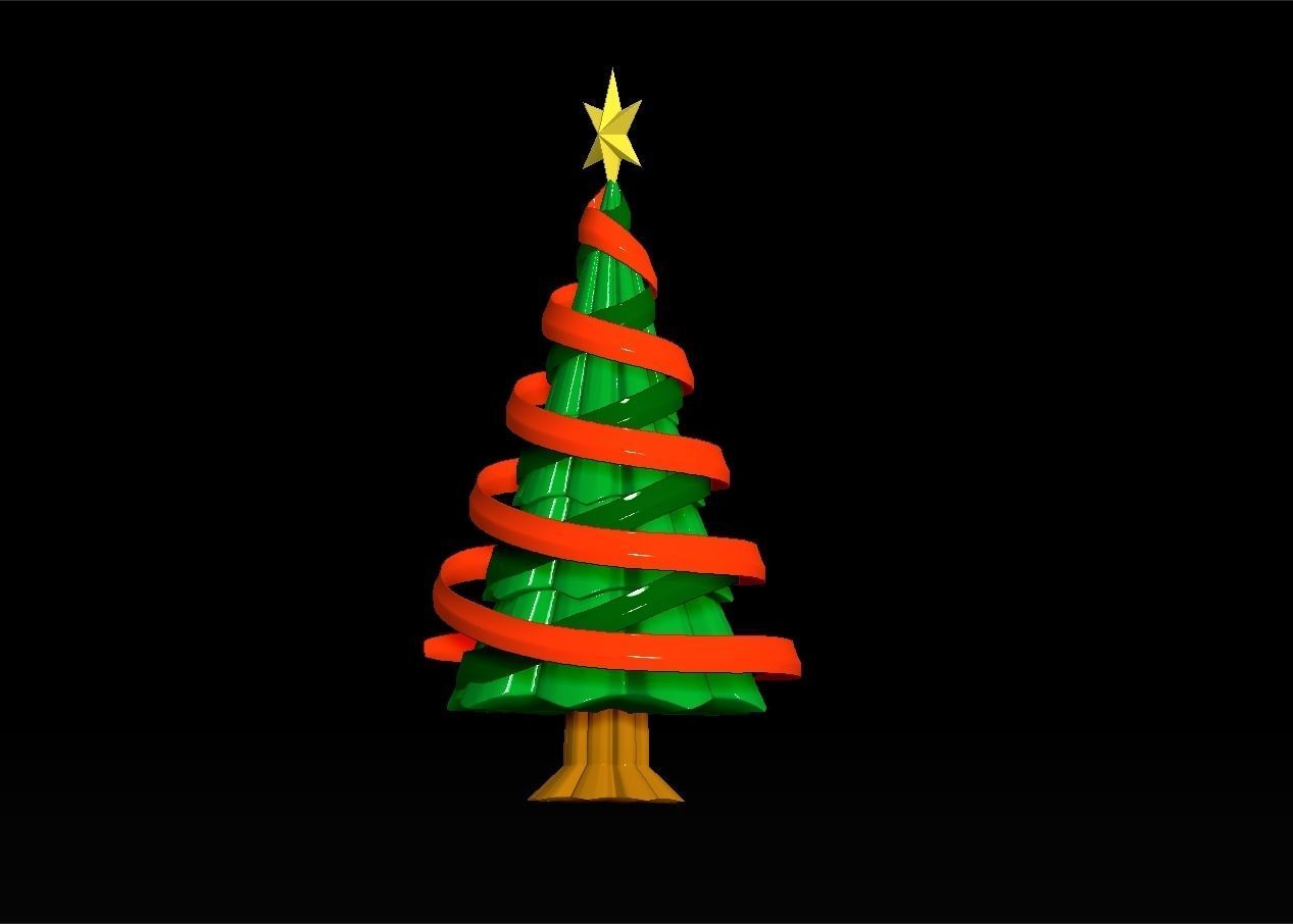 christmas tree with ribbon assembly model 3D print model_10