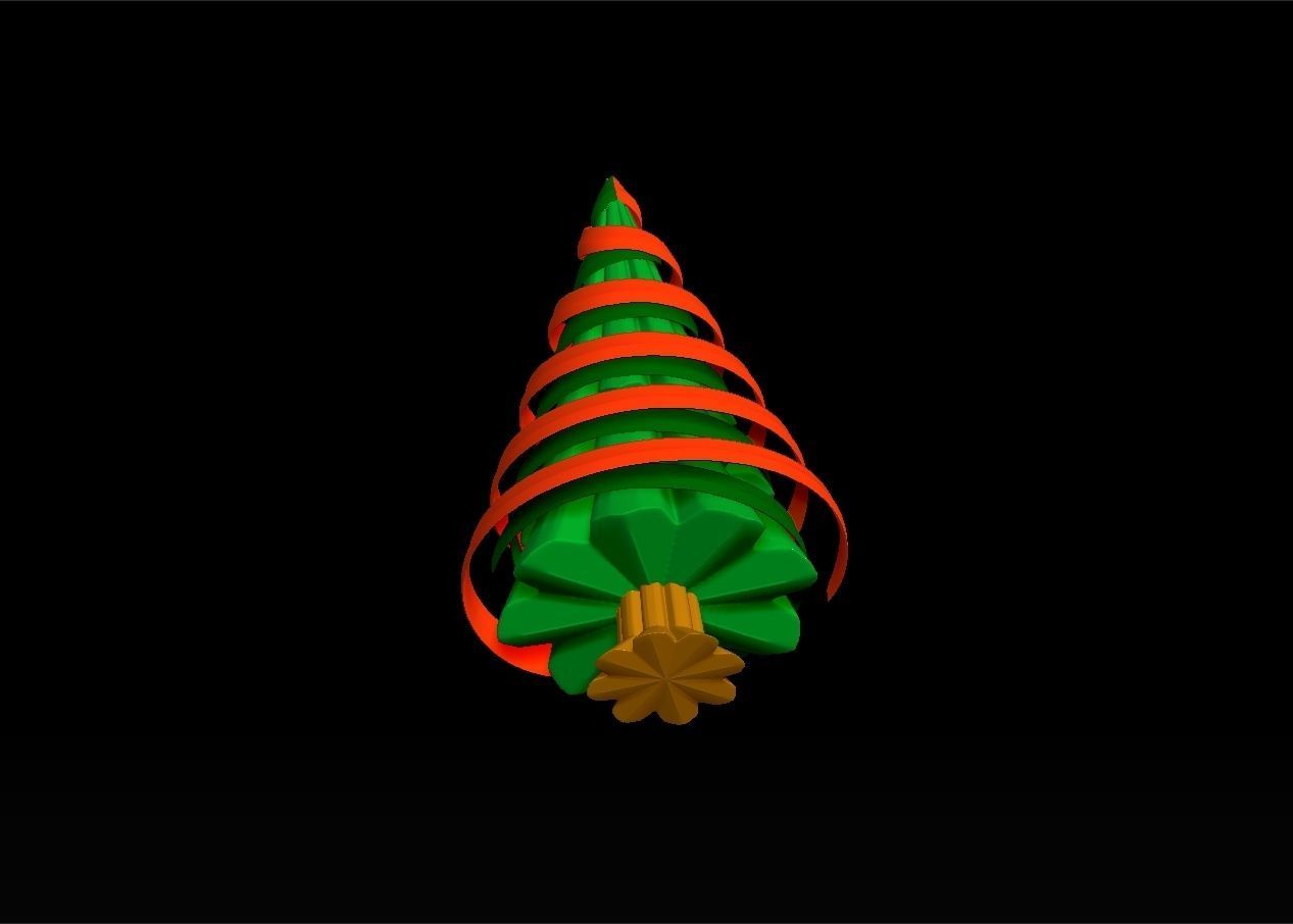christmas tree with ribbon assembly model 3D print model_7