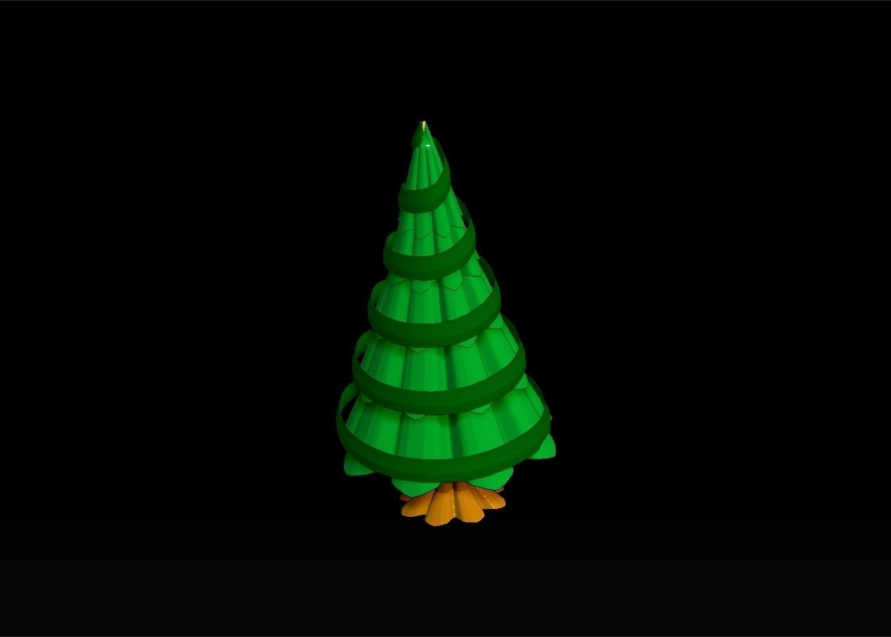 christmas tree with ribbon assembly model 3D print model_17