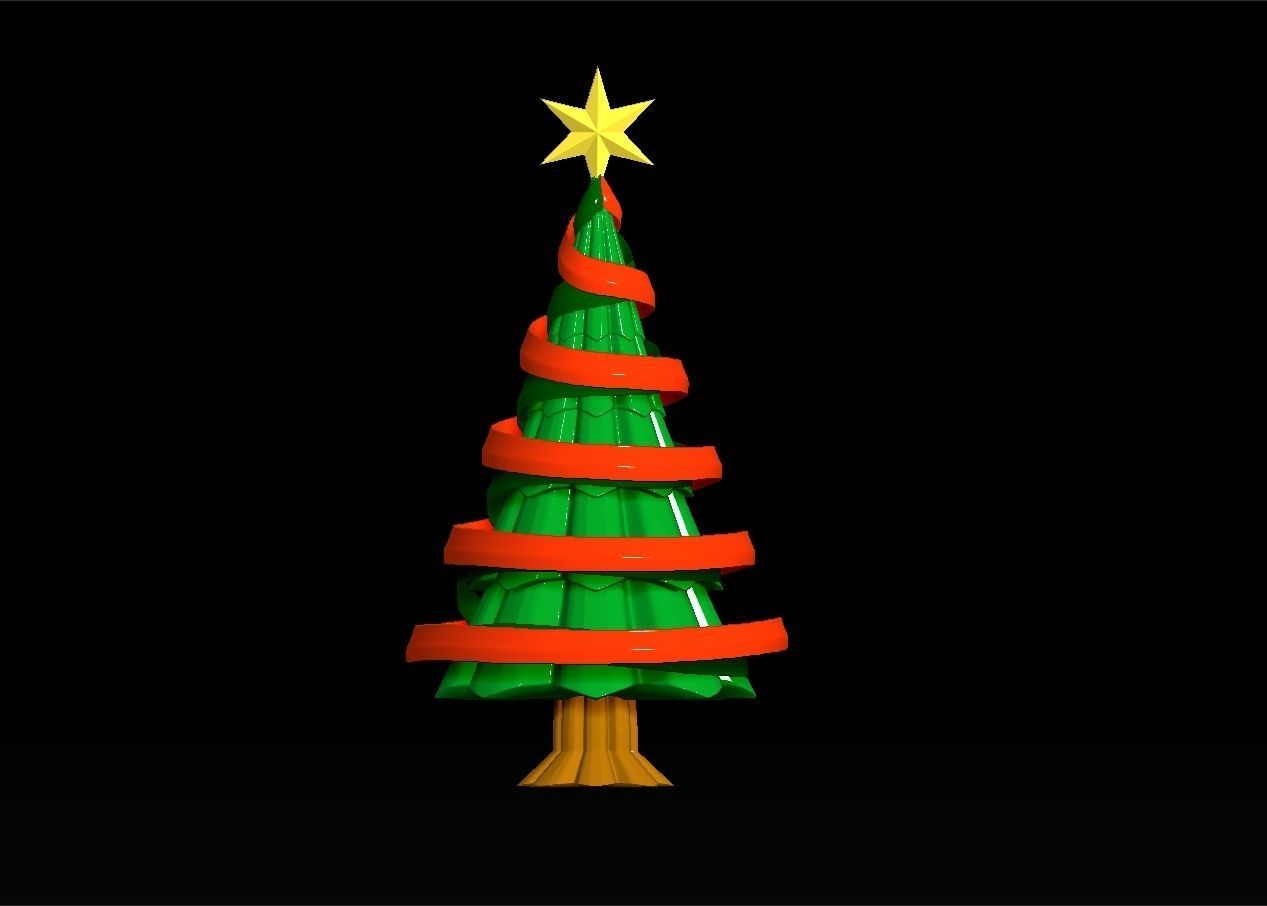 christmas tree with ribbon assembly model 3D print model_13