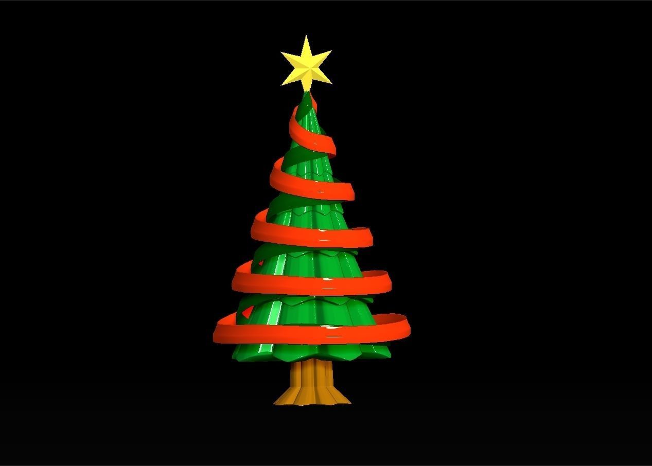christmas tree with ribbon assembly model 3D print model_12