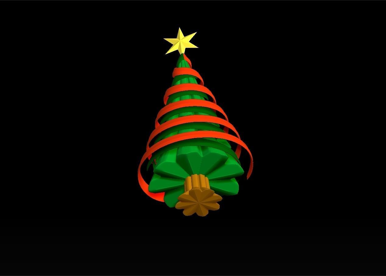christmas tree with ribbon assembly model 3D print model_8