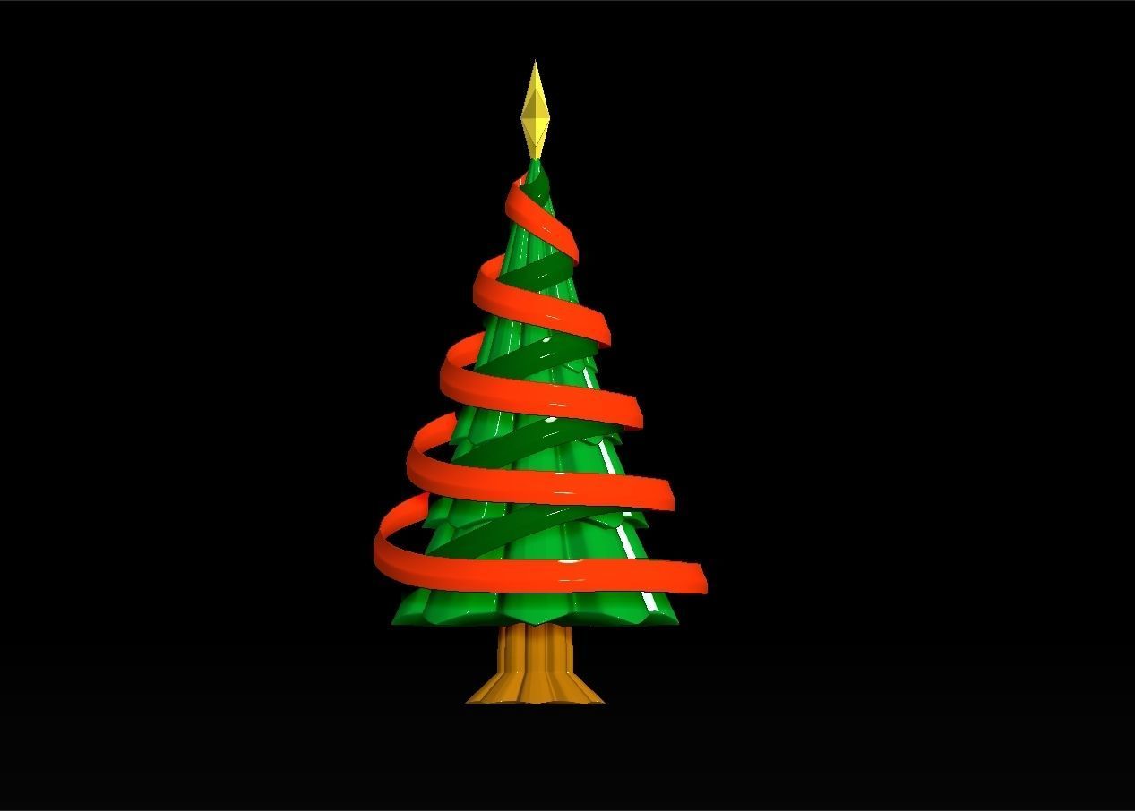 christmas tree with ribbon assembly model 3D print model_11