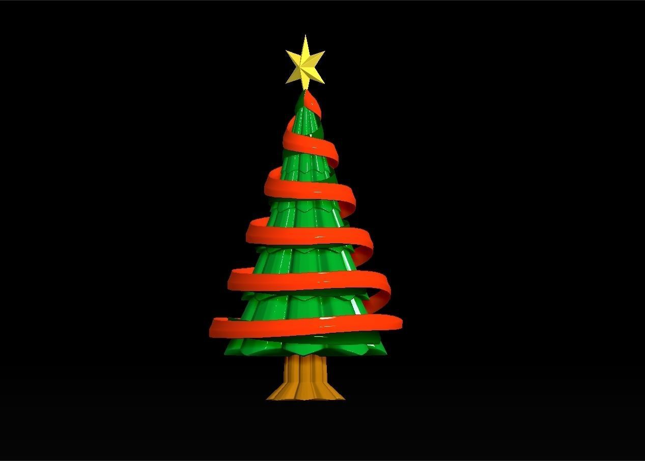 christmas tree with ribbon assembly model 3D print model_14