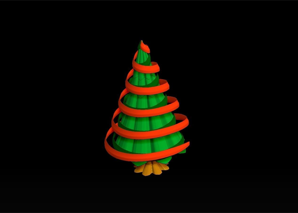 christmas tree with ribbon assembly model 3D print model_2