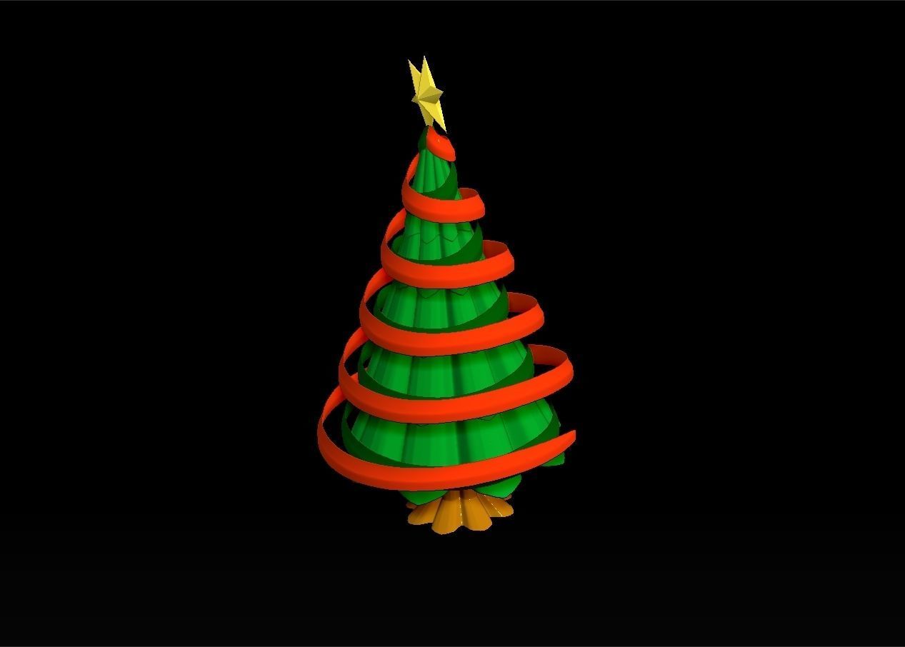 christmas tree with ribbon assembly model 3D print model_3