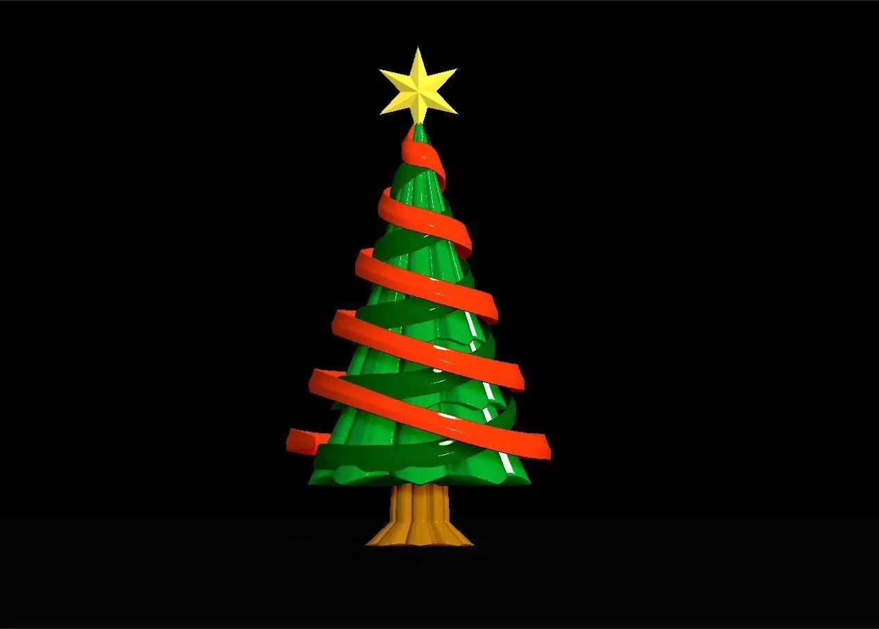 christmas tree with ribbon assembly model 3D print model_0
