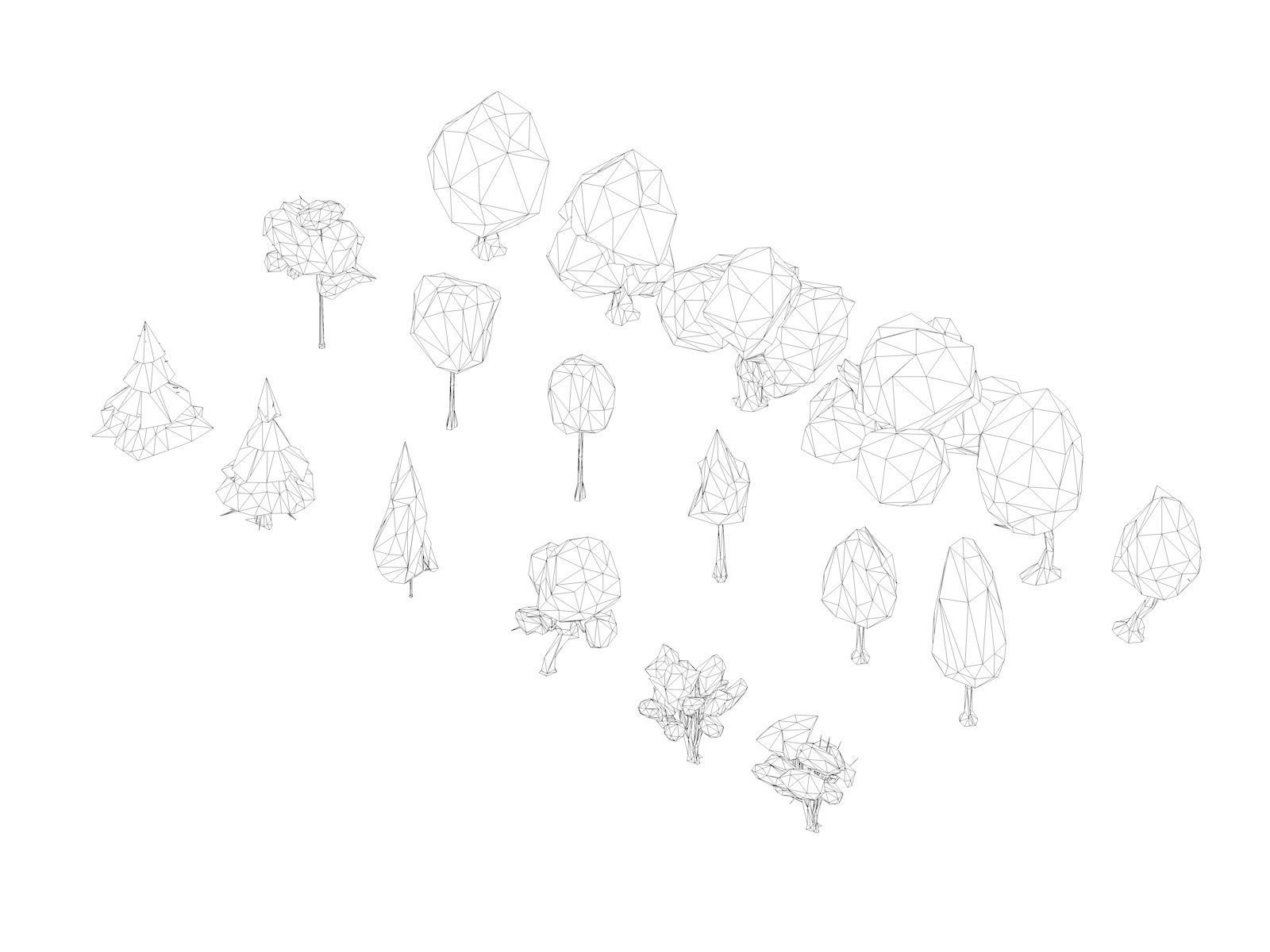 Cartoon Low Poly 18 Trees Pack Low-poly 3D model_10