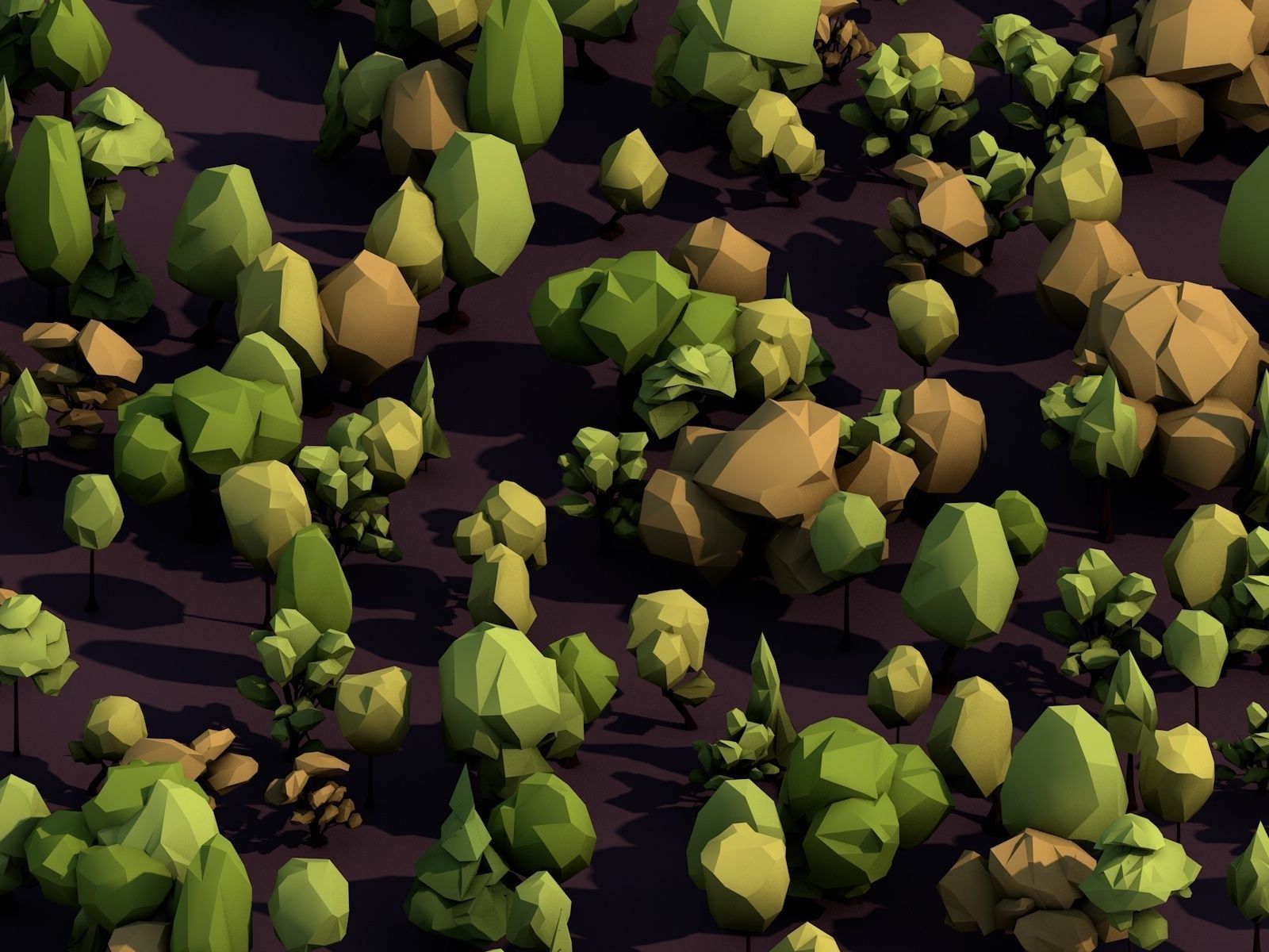 Cartoon Low Poly 18 Trees Pack Low-poly 3D model_5
