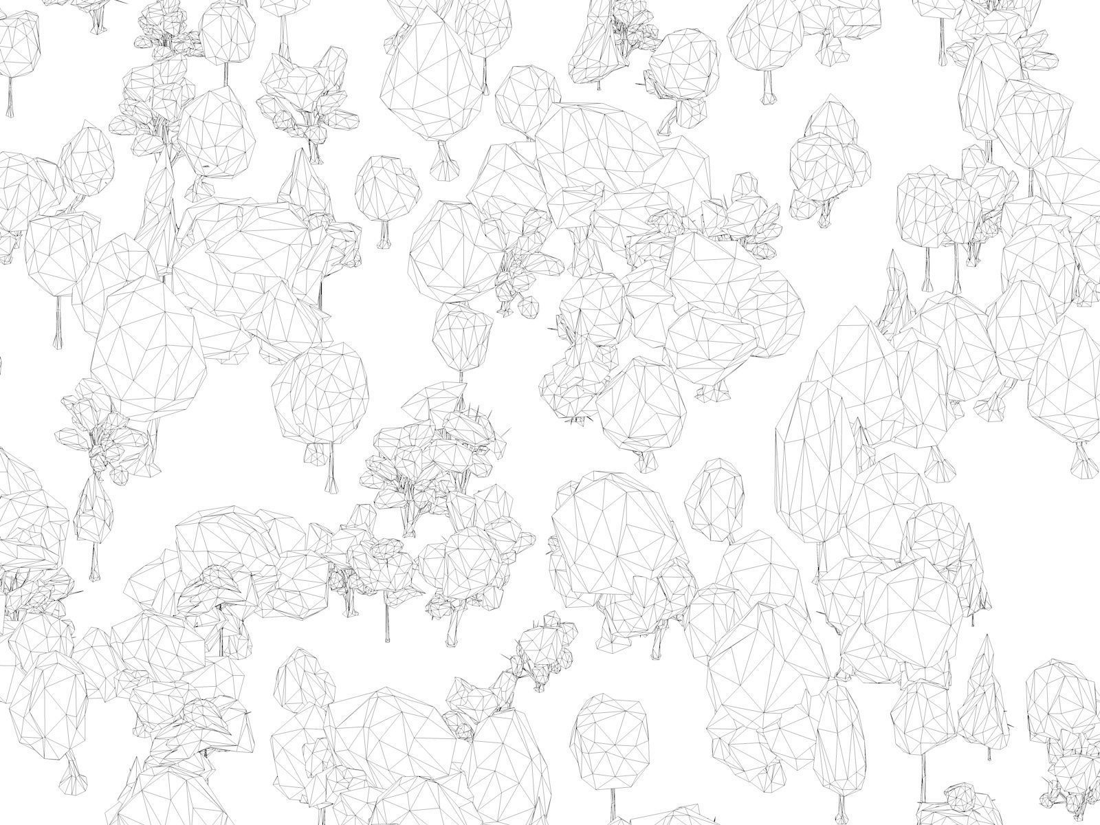 Cartoon Low Poly 18 Trees Pack Low-poly 3D model_12