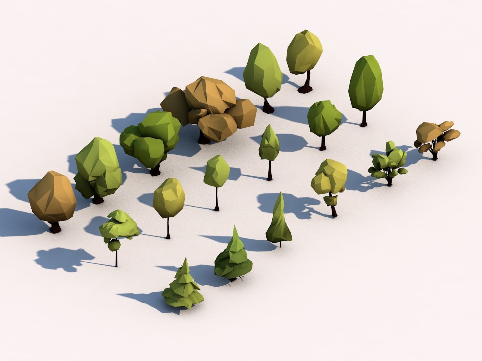 Cartoon Low Poly 18 Trees Pack Low-poly 3D model_2