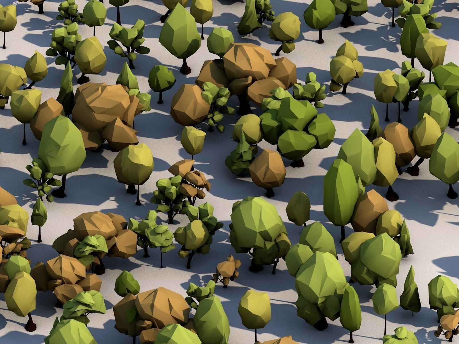 Cartoon Low Poly 18 Trees Pack Low-poly 3D model_4