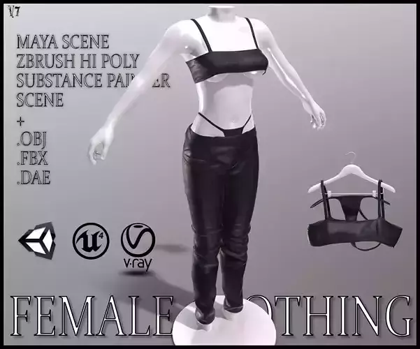 Female Clothing Low-poly 3D model