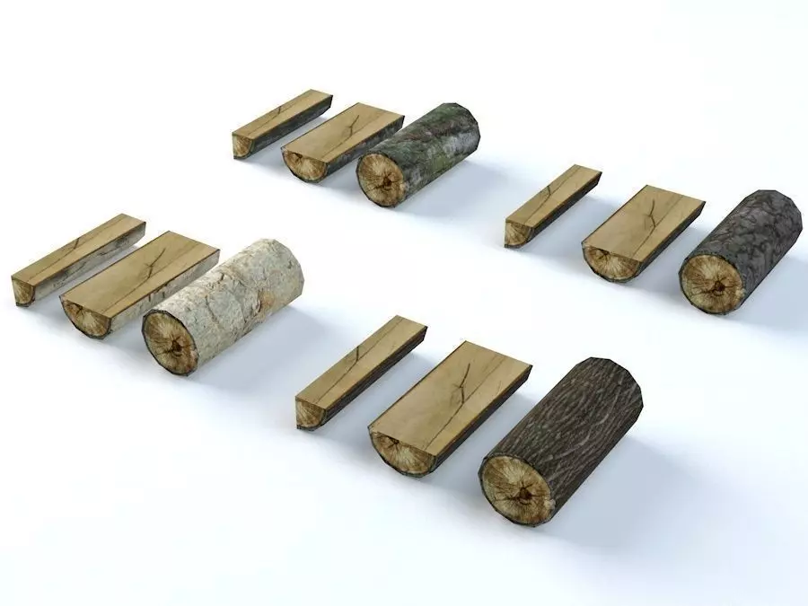 Elm Pine Wild Chestnut and Willow Fire Wood Pack Low-poly 3D model