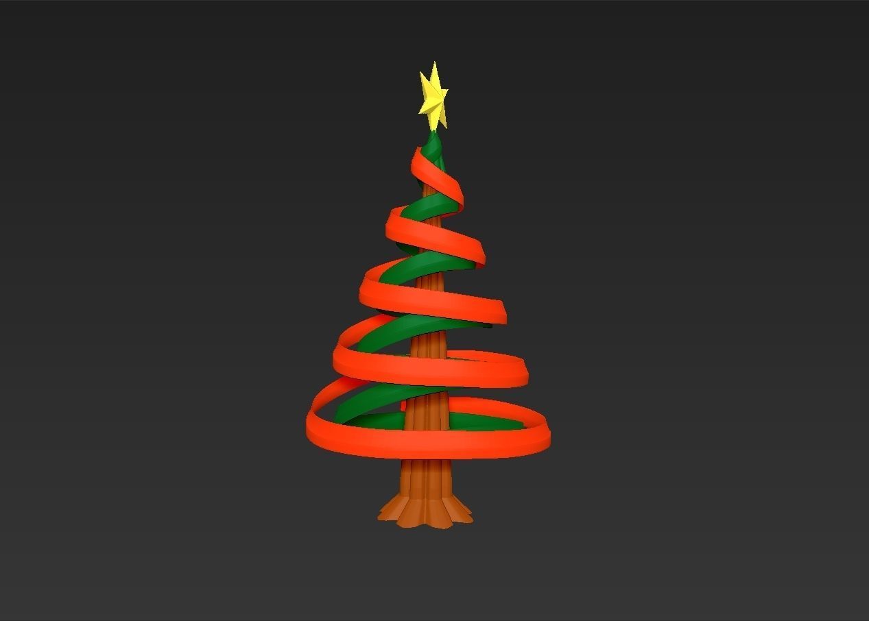 Christmas tree simple rotatable assembly model 3D print model_4