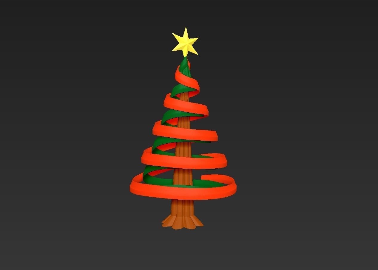 Christmas tree simple rotatable assembly model 3D print model_5