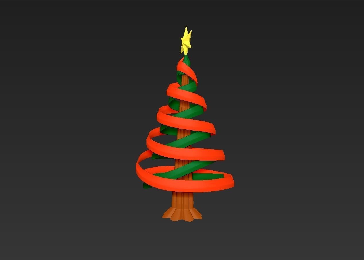 Christmas tree simple rotatable assembly model 3D print model_3