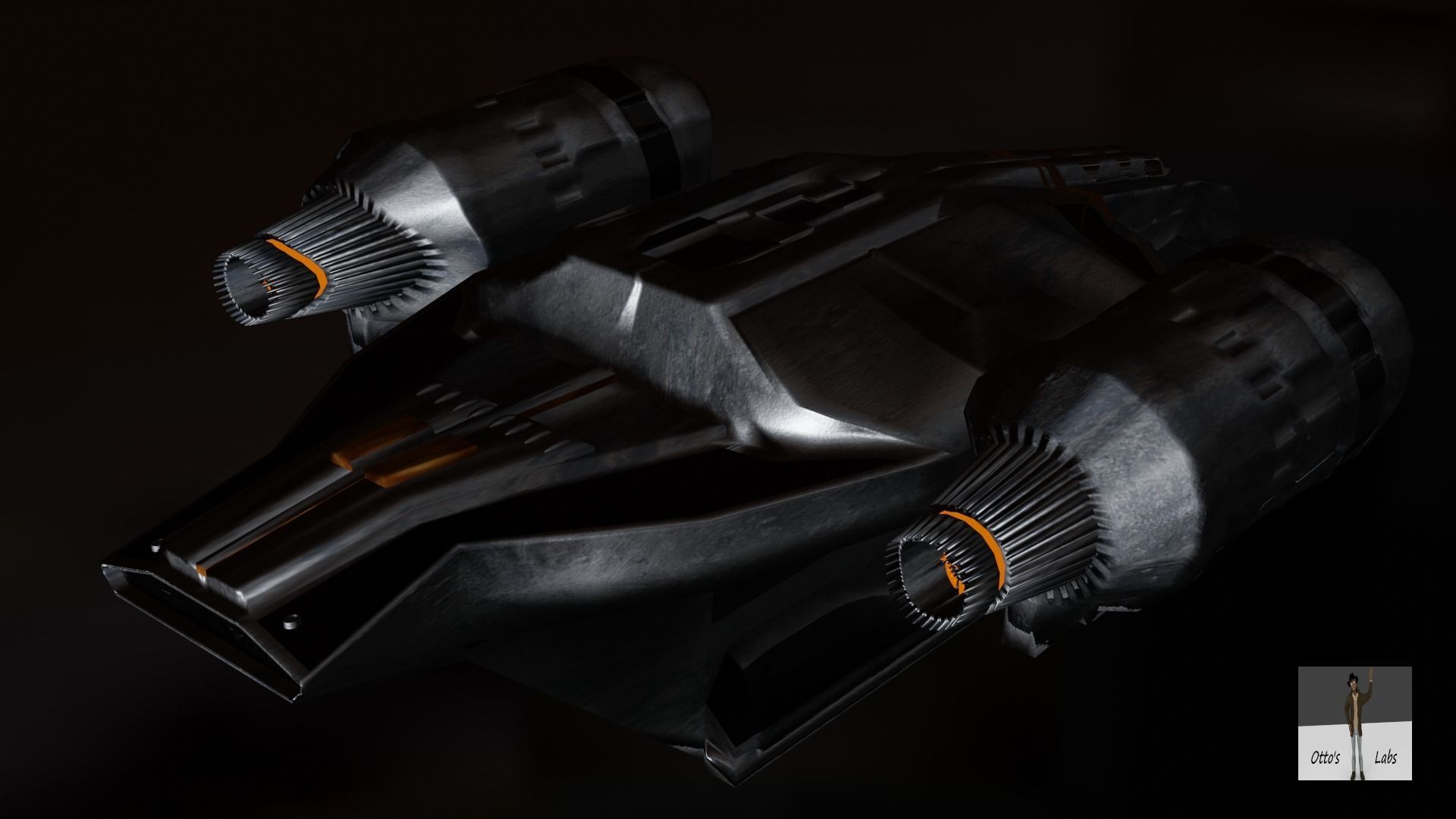 The Mandalorian Razor Crest spaceship Low-poly 3D model_3