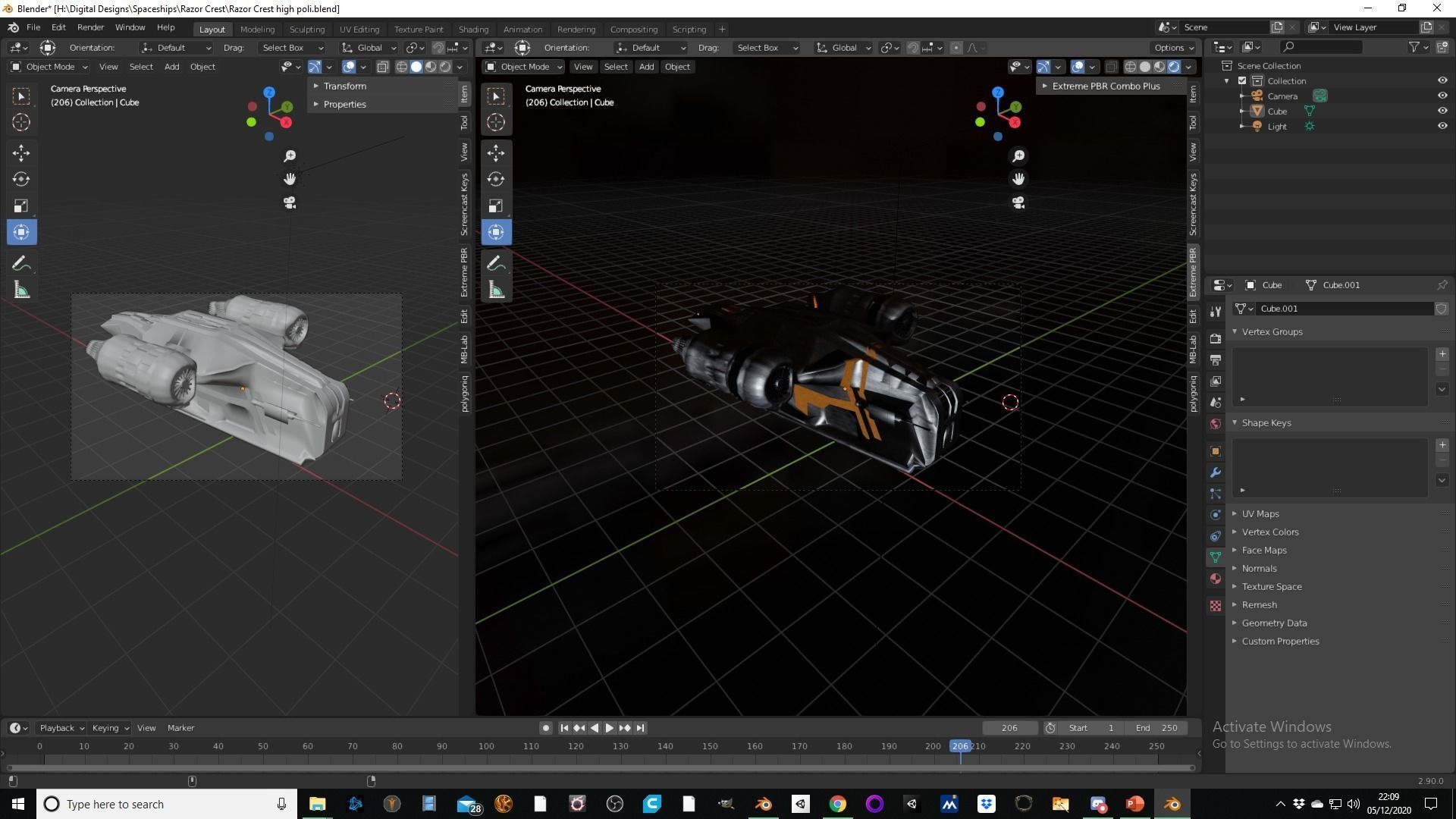 The Mandalorian Razor Crest spaceship Low-poly 3D model_11