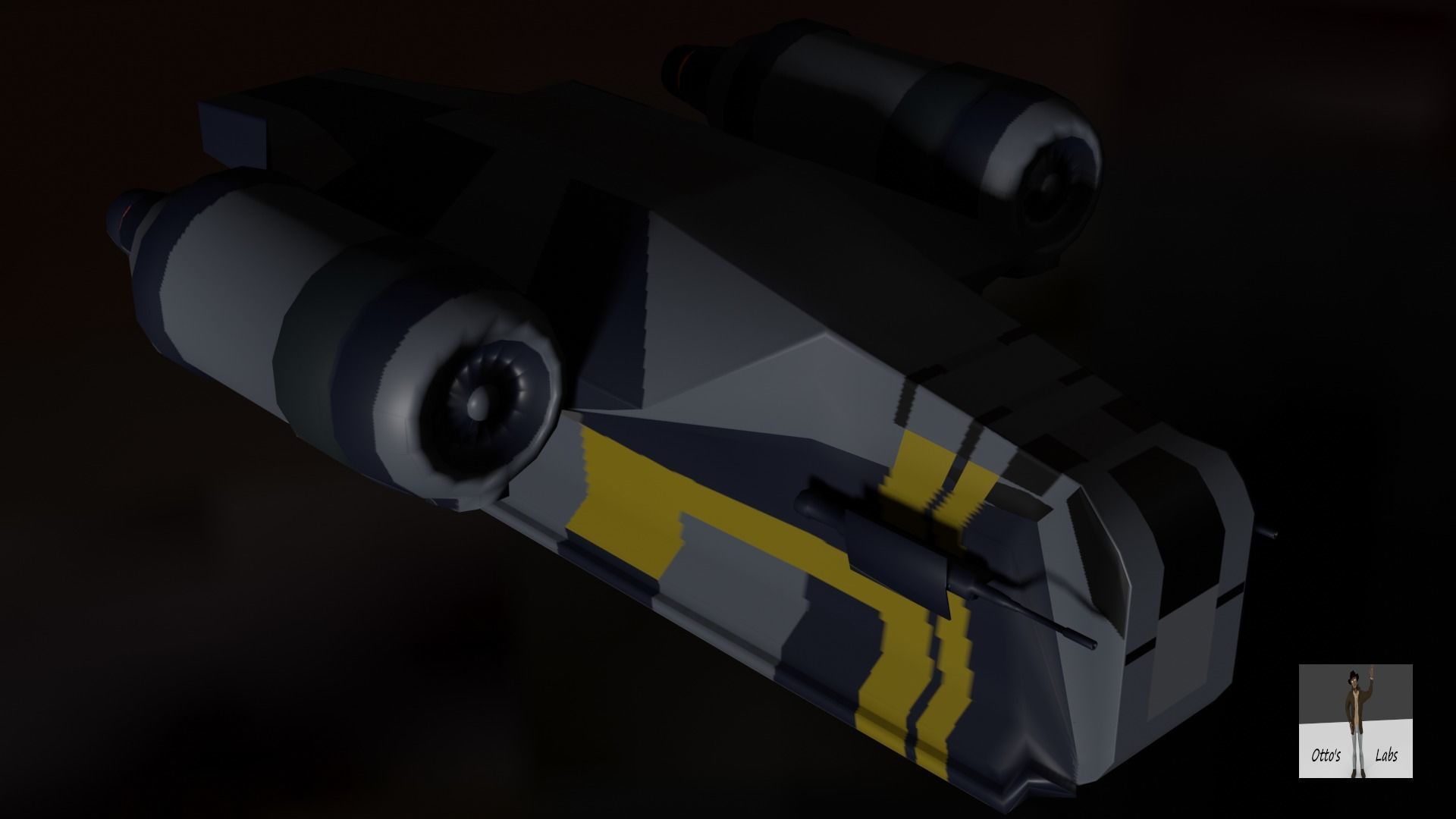The Mandalorian Razor Crest spaceship Low-poly 3D model_6