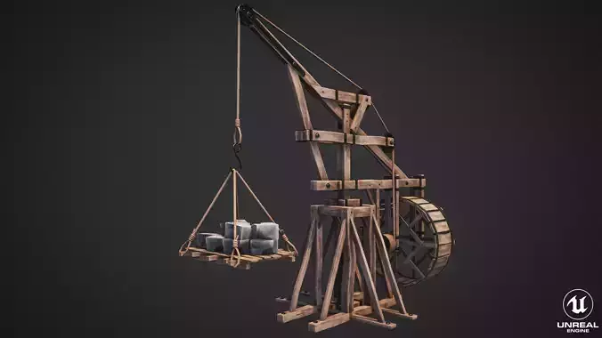 Crane  Medieval Type 1 Low Poly Low-poly 3D model