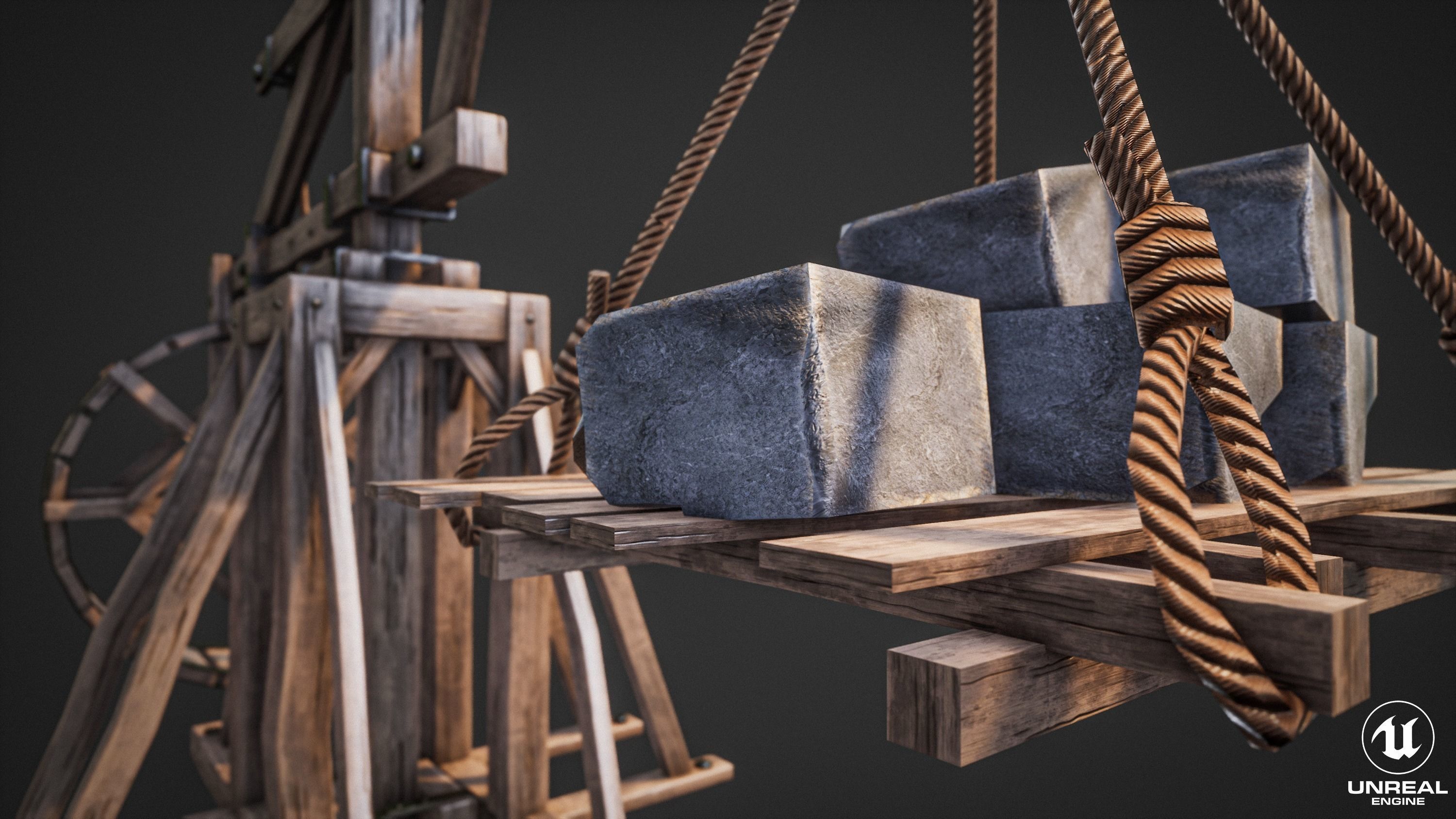 Crane  Medieval Type 1 Low Poly Low-poly 3D model_5