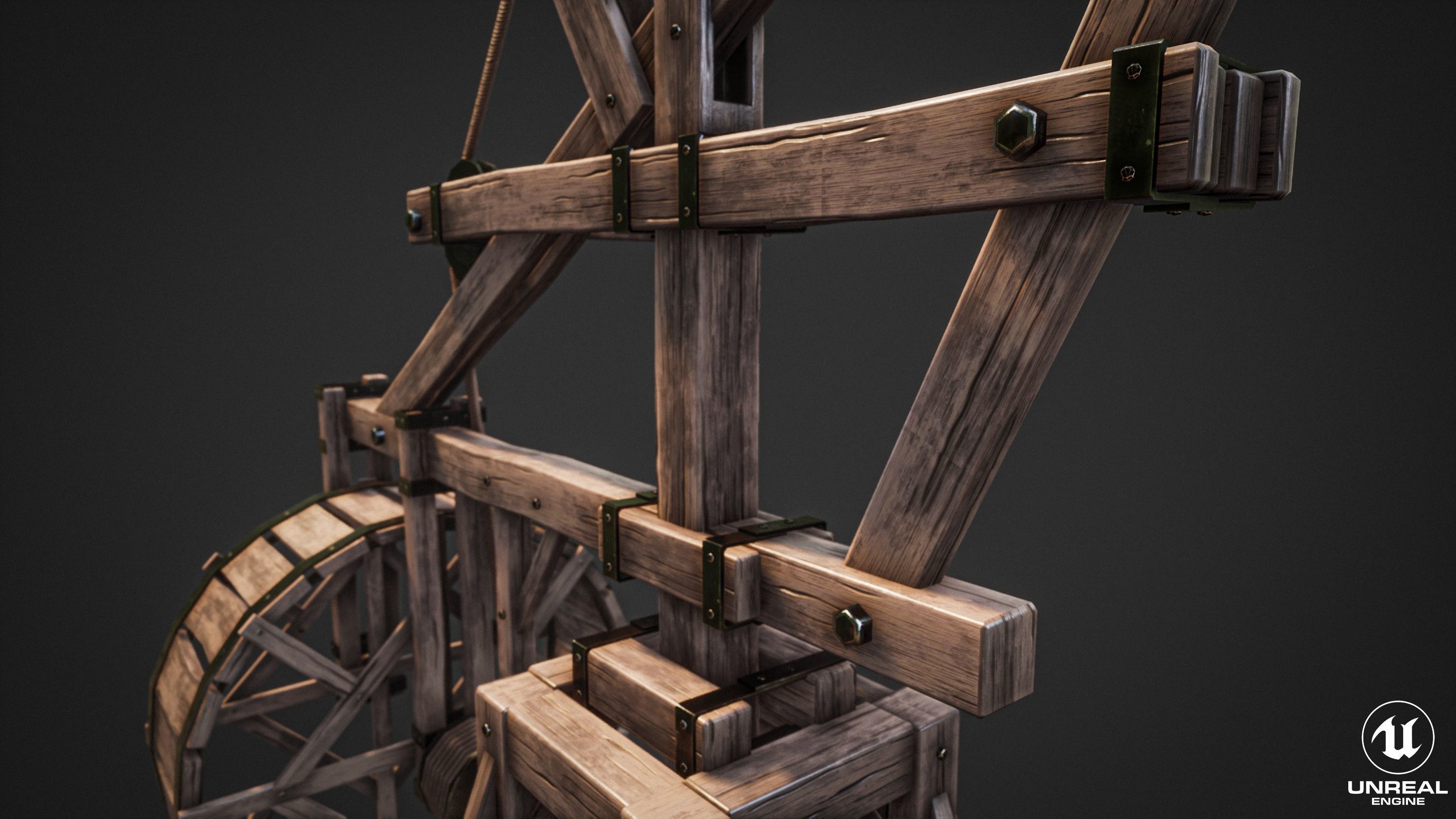 Crane  Medieval Type 1 Low Poly Low-poly 3D model_4
