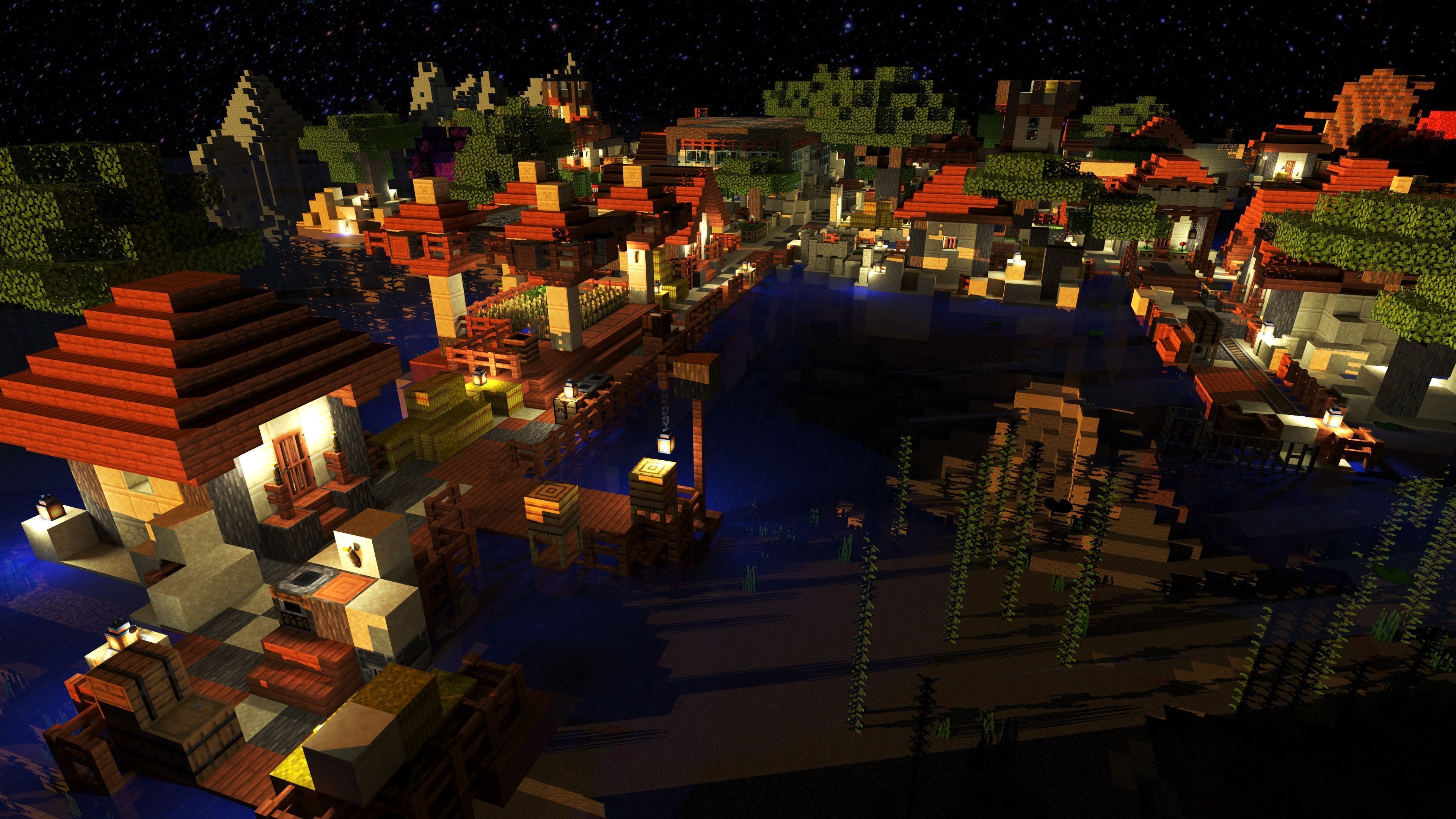 Magical Minecraft Village 3D model_4