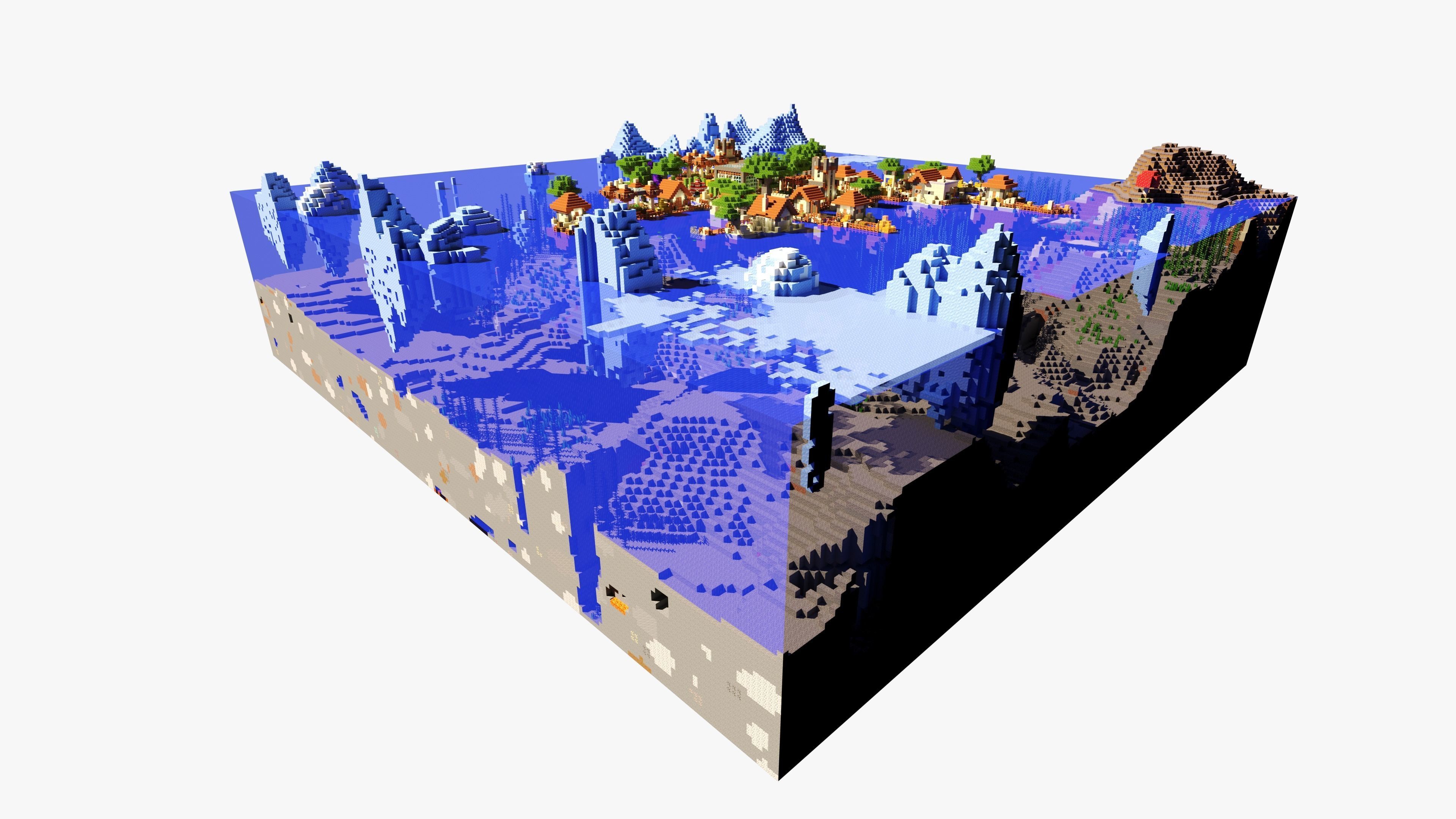 Magical Minecraft Village 3D model_2