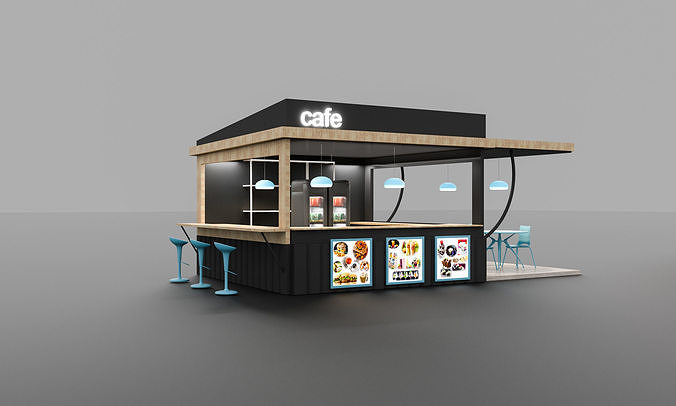 Container cafe Set Low-poly 3D model