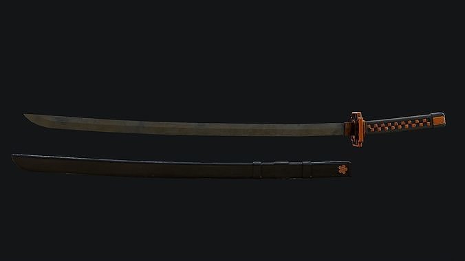 Katana samurai sword Low-poly 3D model