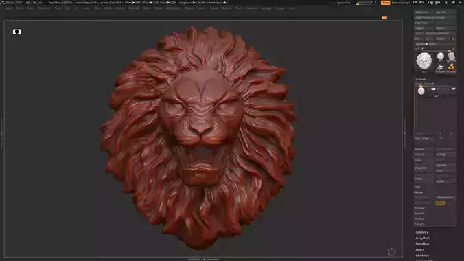 Lion Head Sculpture 3d print model