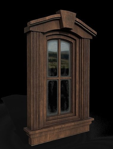 Wood windows 3d model Low-poly 3D model