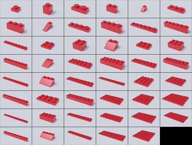 Lego Brick Collection - Version 2 Low-poly 3D model