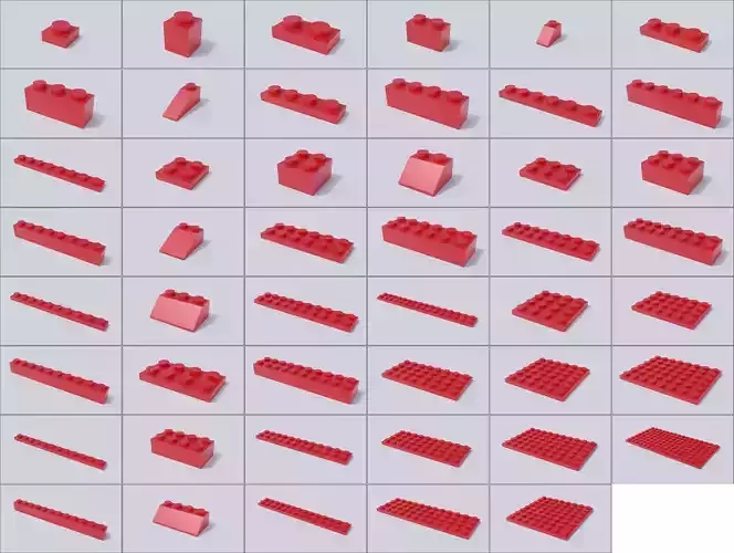 Lego Brick Collection - Version 2 Low-poly 3D model