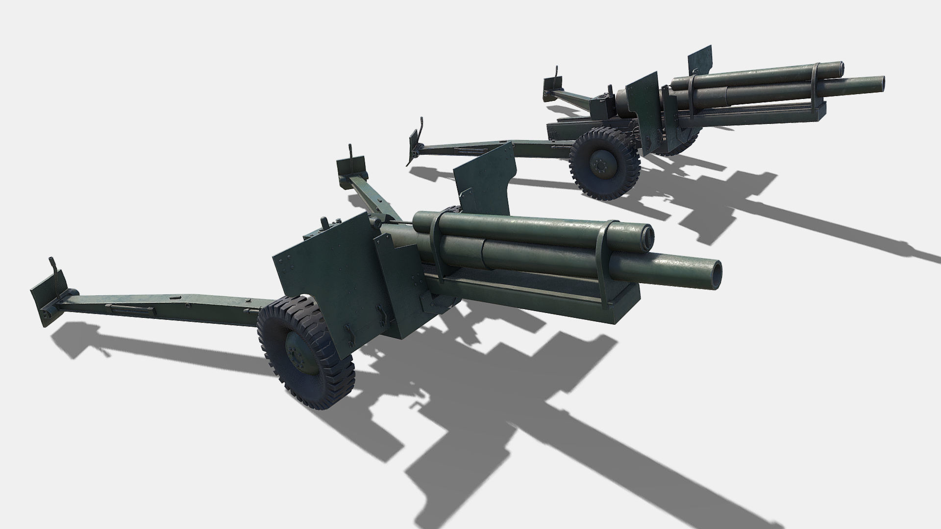 Howitzer WWII Cannon Low-poly 3D model_13