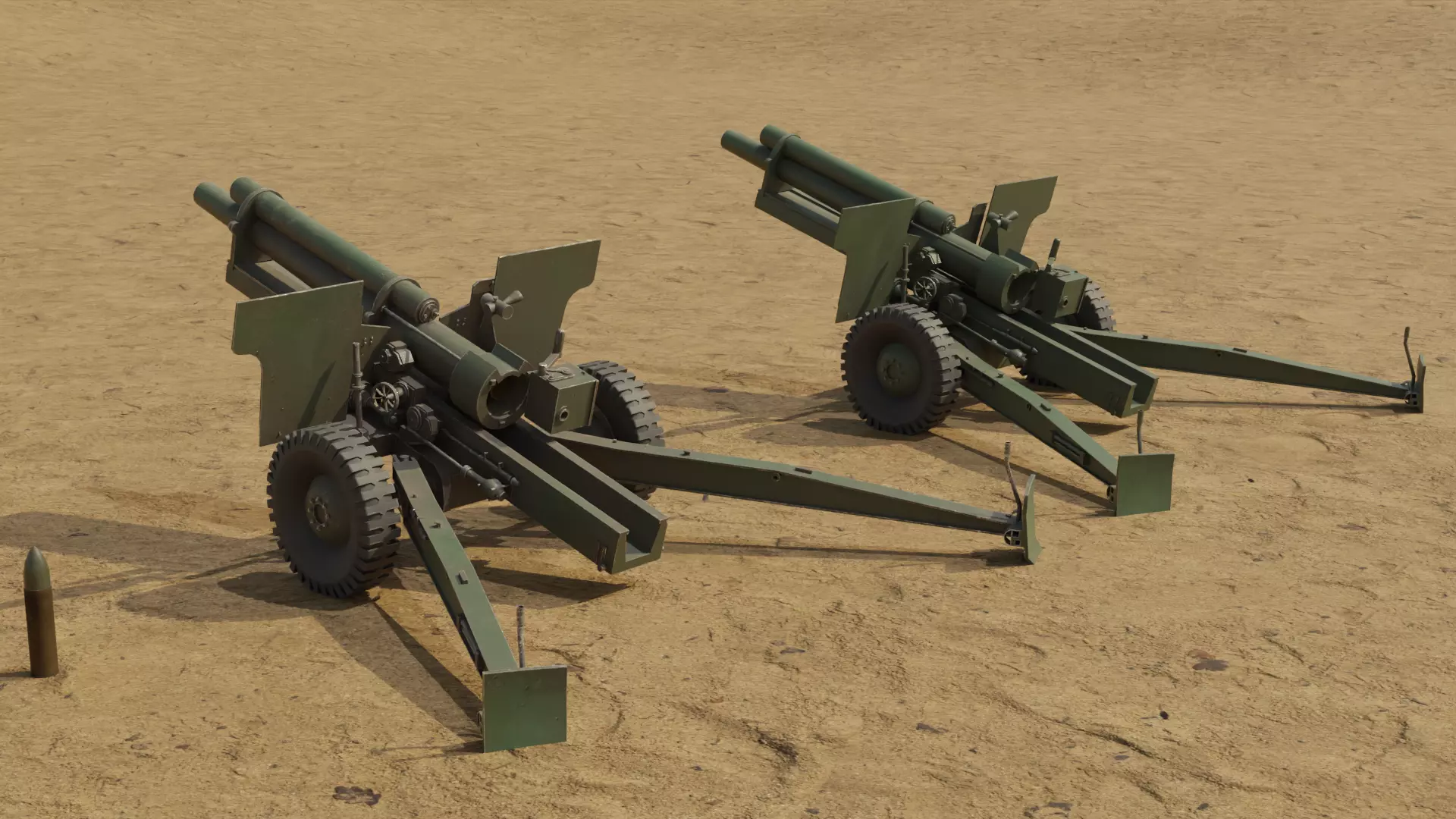 Howitzer WWII Cannon Low-poly 3D model_0