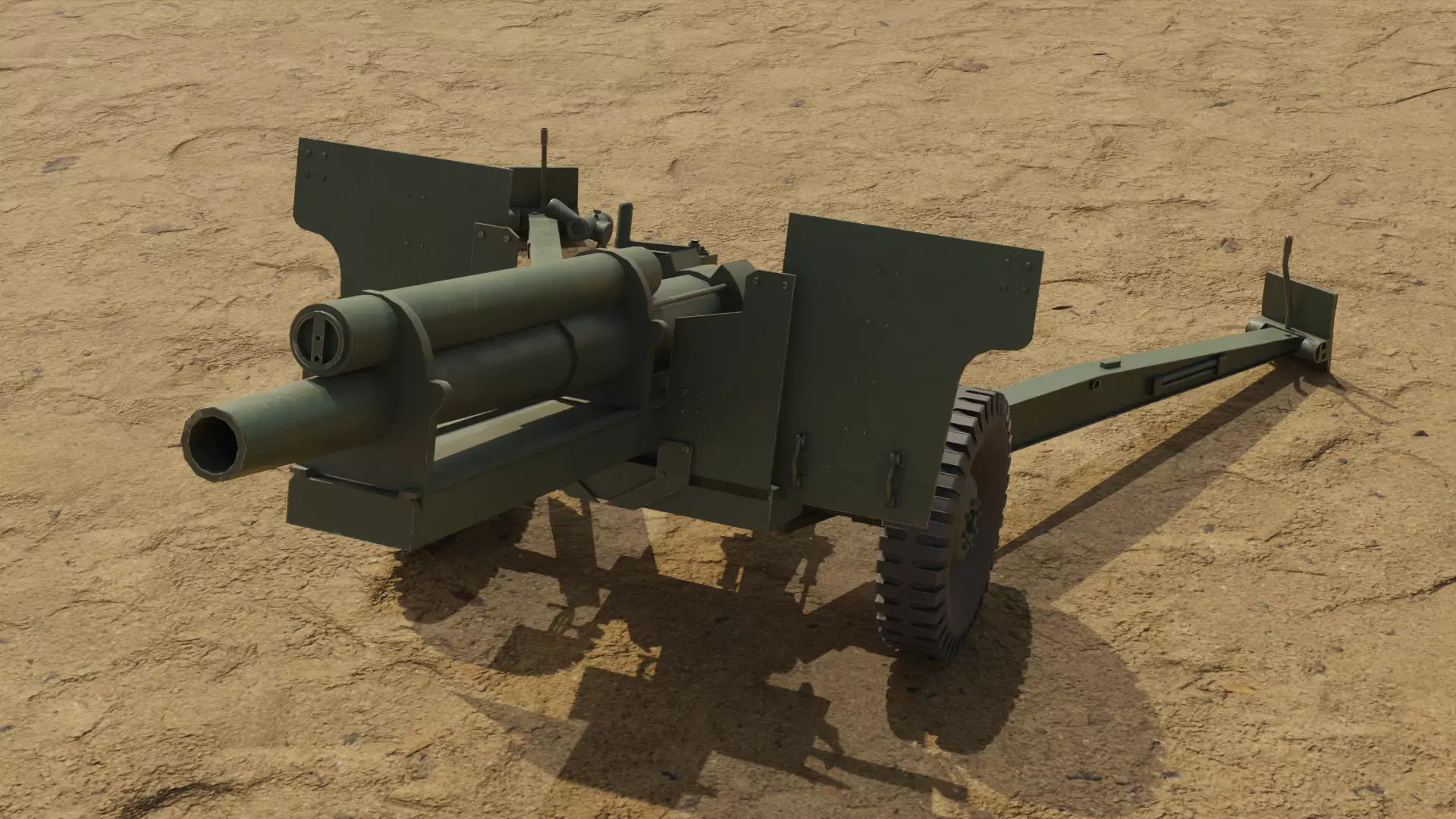 Howitzer WWII Cannon Low-poly 3D model_3