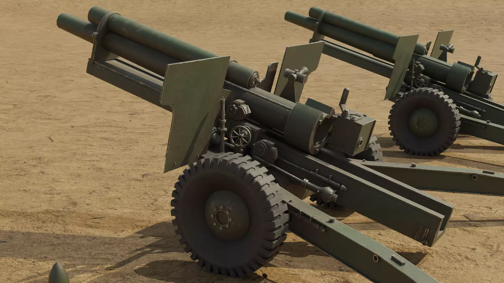 Howitzer WWII Cannon Low-poly 3D model_10