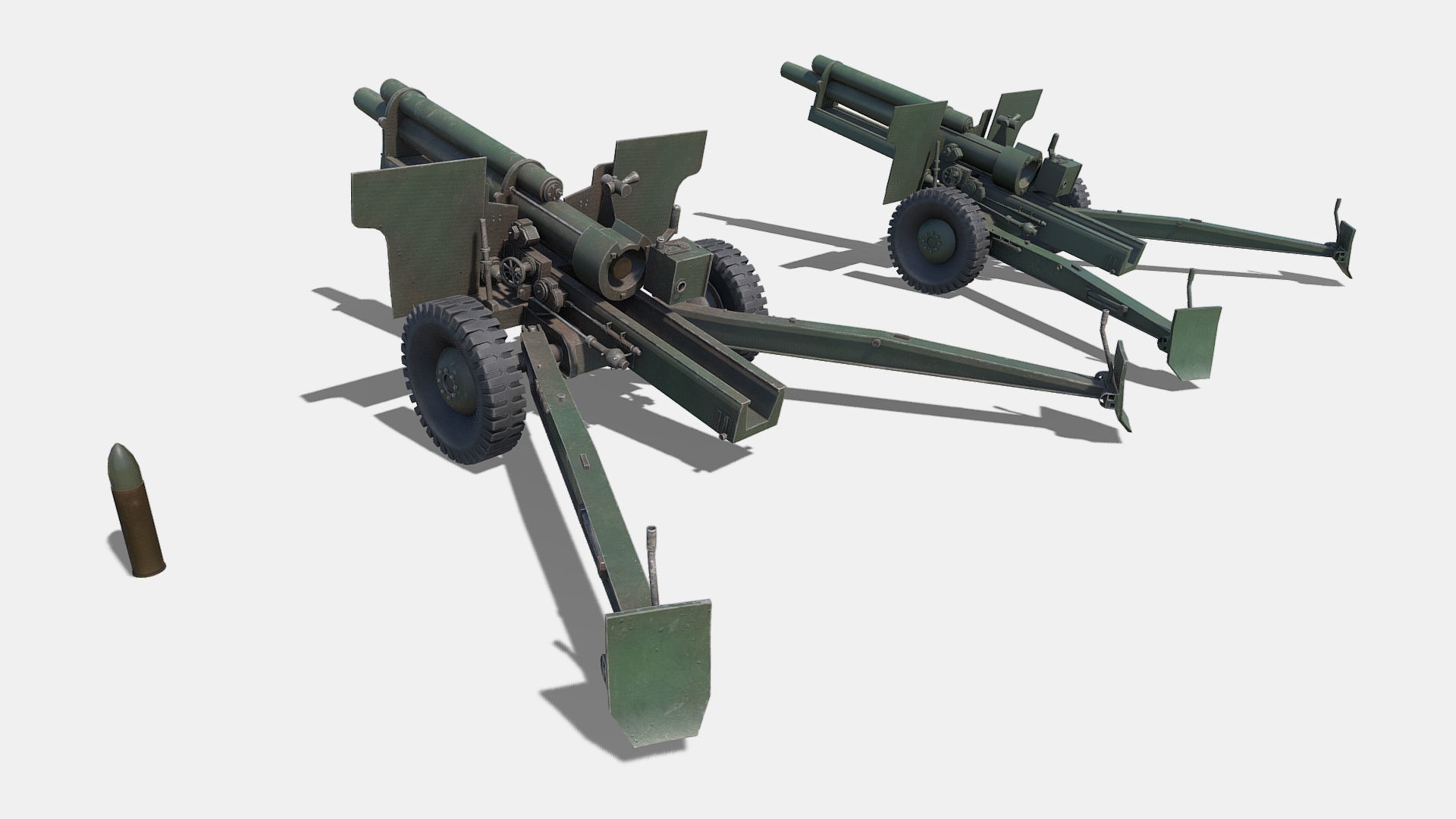 Howitzer WWII Cannon Low-poly 3D model_12