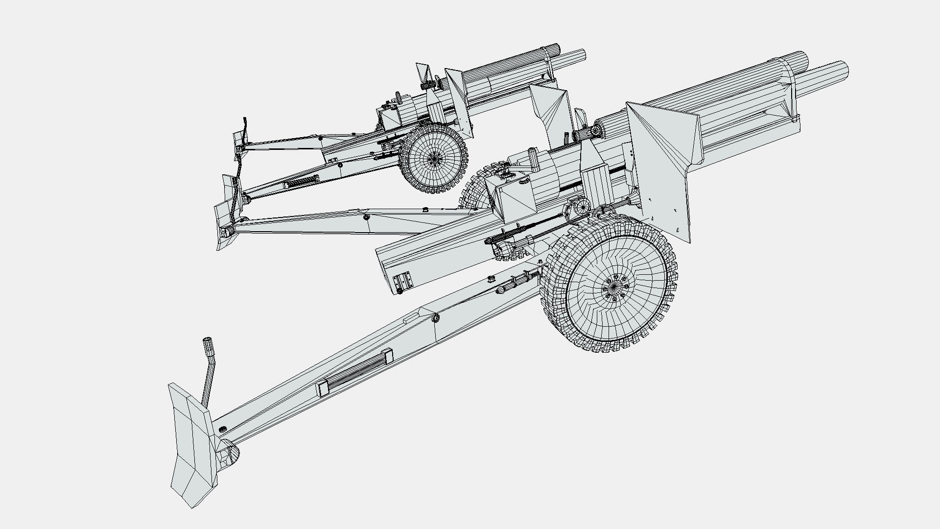 Howitzer WWII Cannon Low-poly 3D model_16