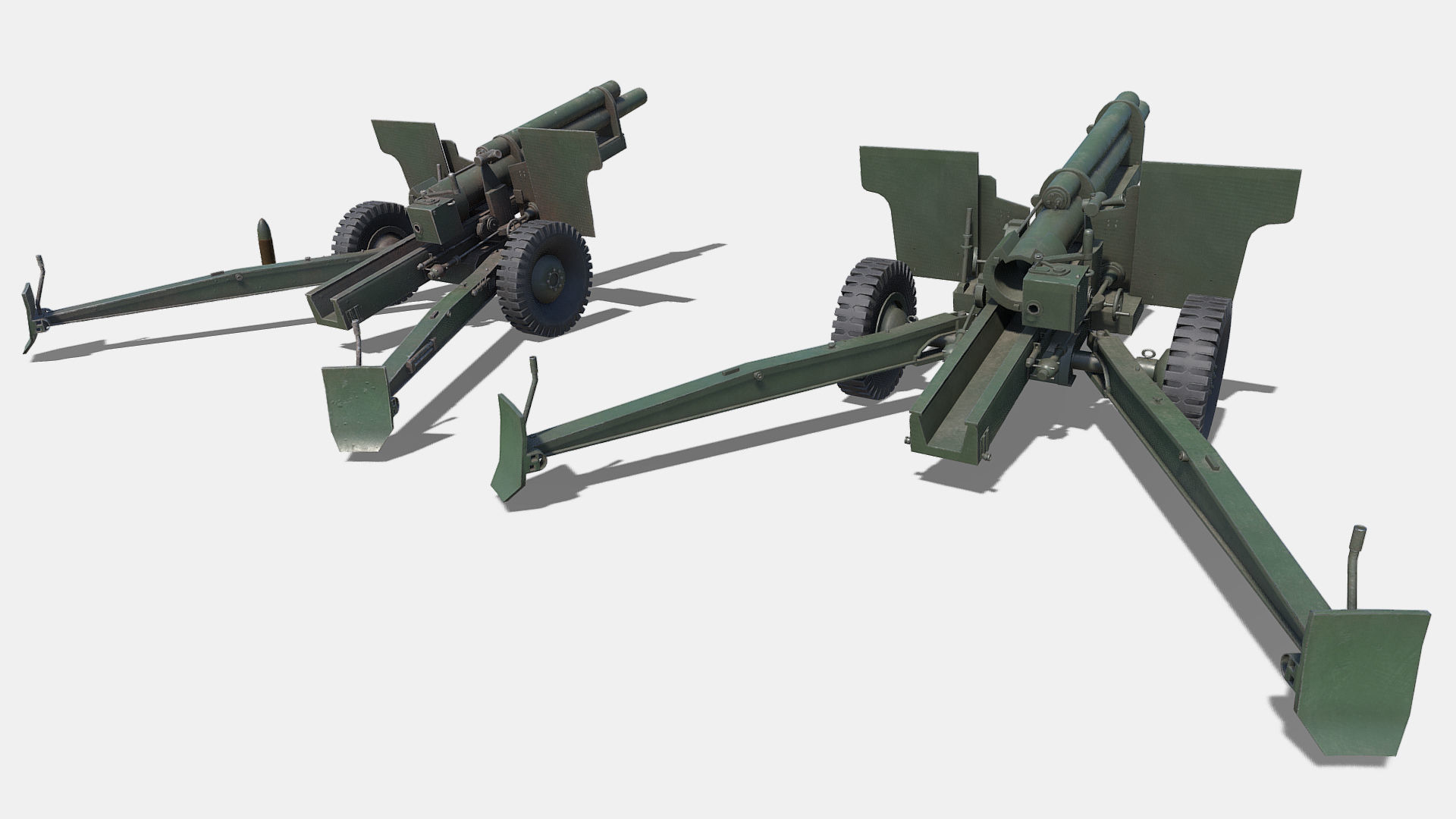 Howitzer WWII Cannon Low-poly 3D model_14
