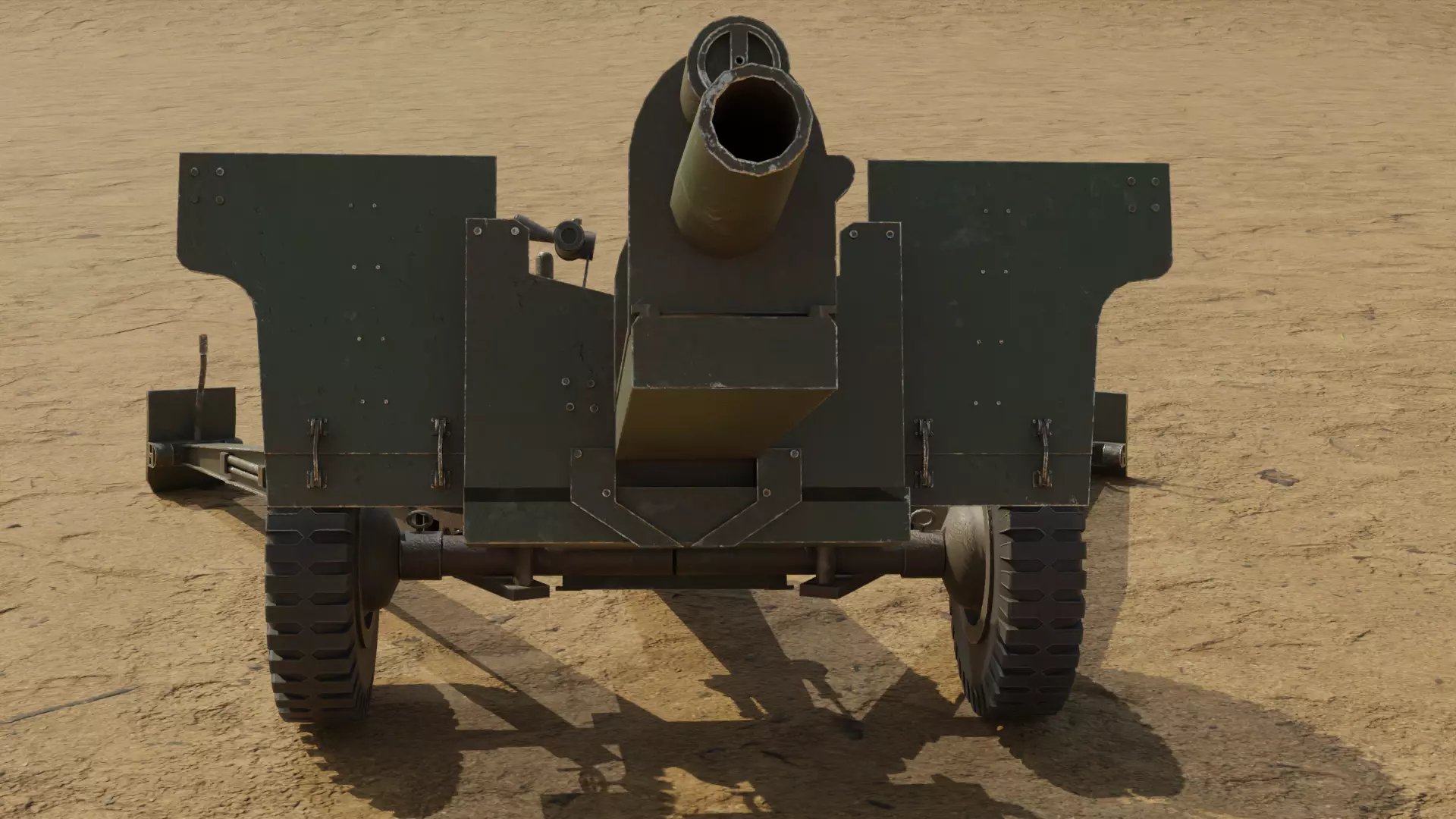 Howitzer WWII Cannon Low-poly 3D model_7