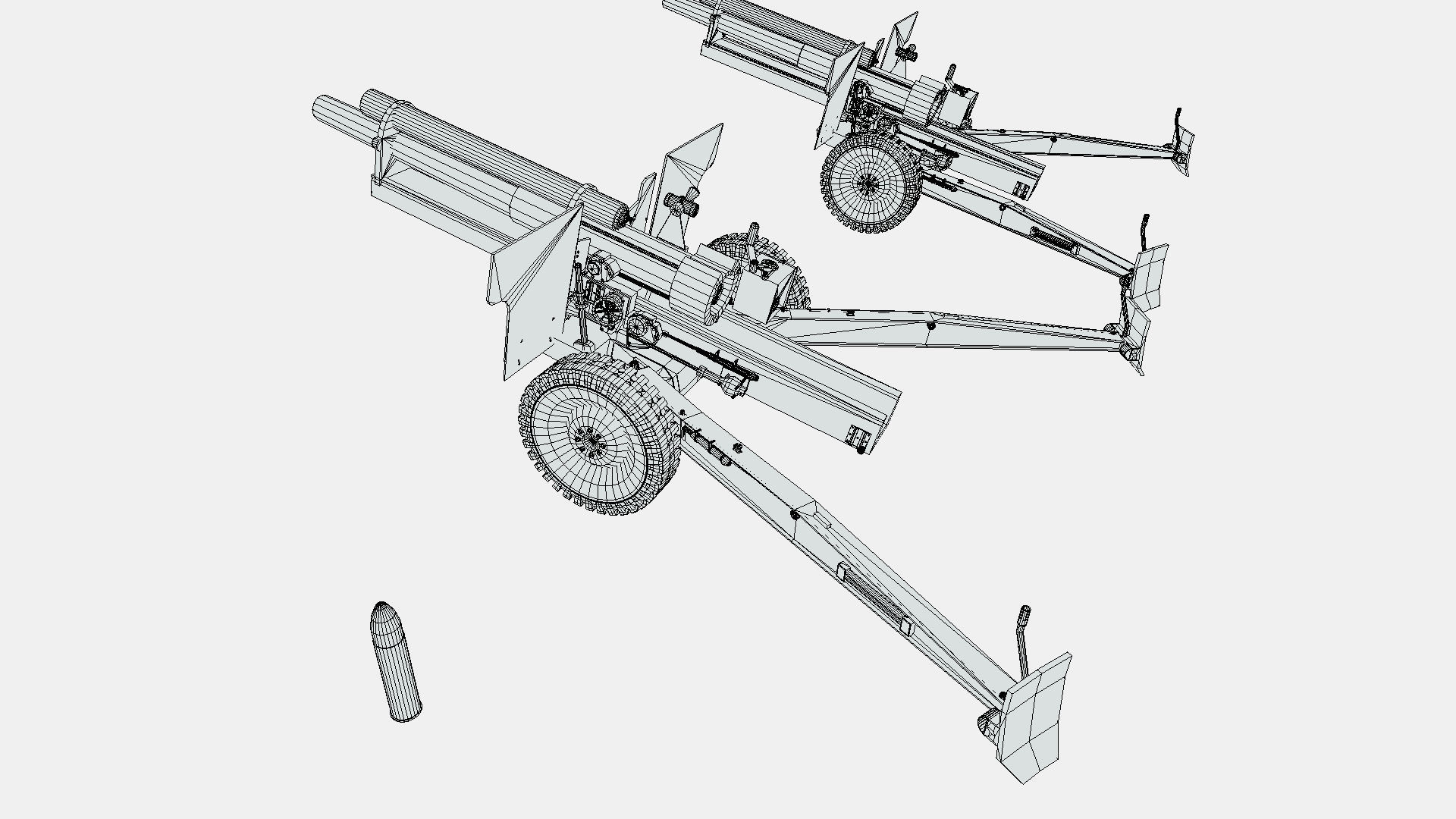 Howitzer WWII Cannon Low-poly 3D model_15