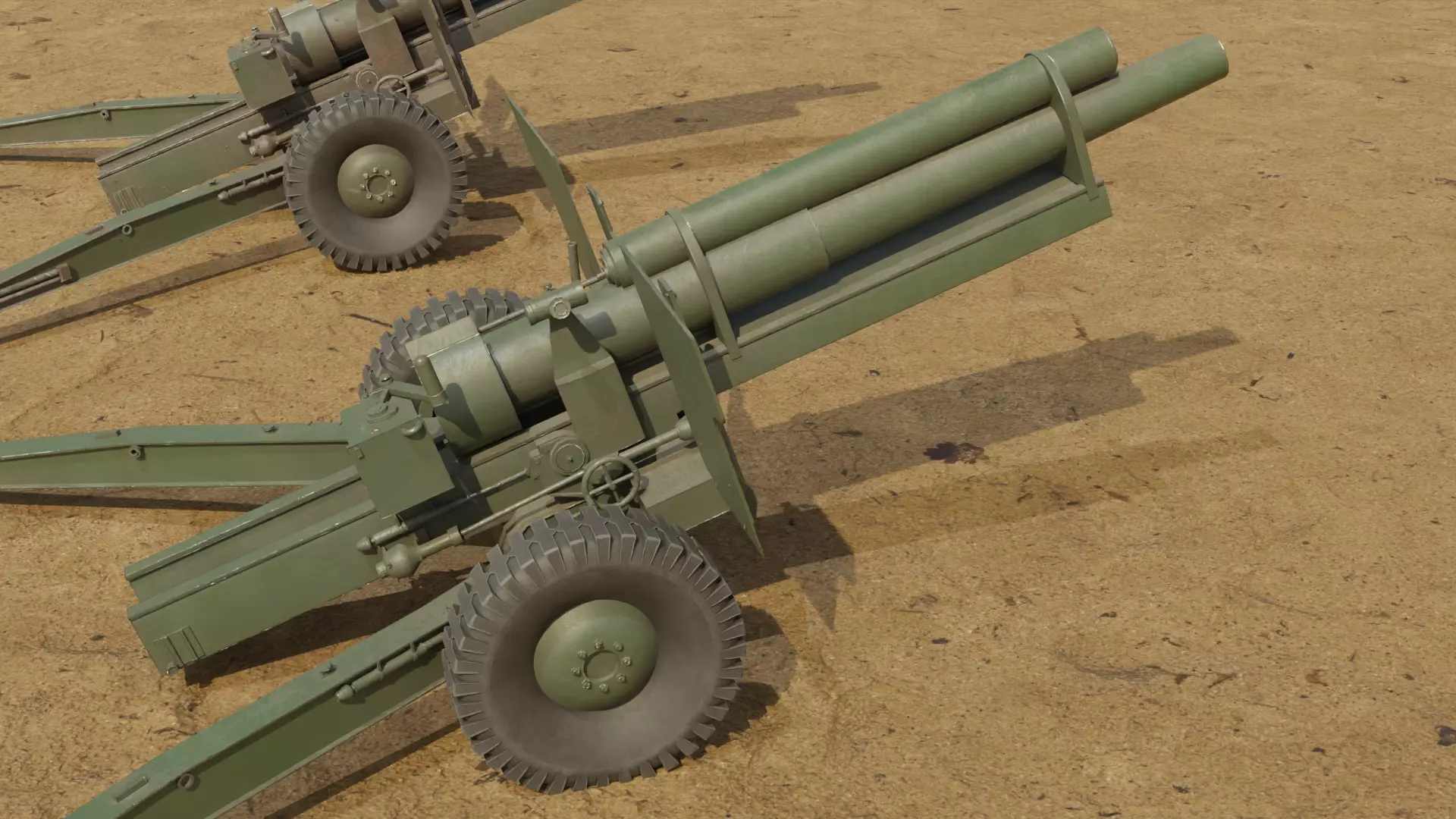 Howitzer WWII Cannon Low-poly 3D model_8